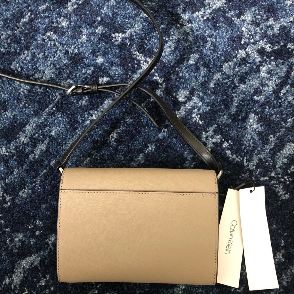 Calvin Klein Saffiano Leather Flap Over Crossbody - Picture 3 of 5